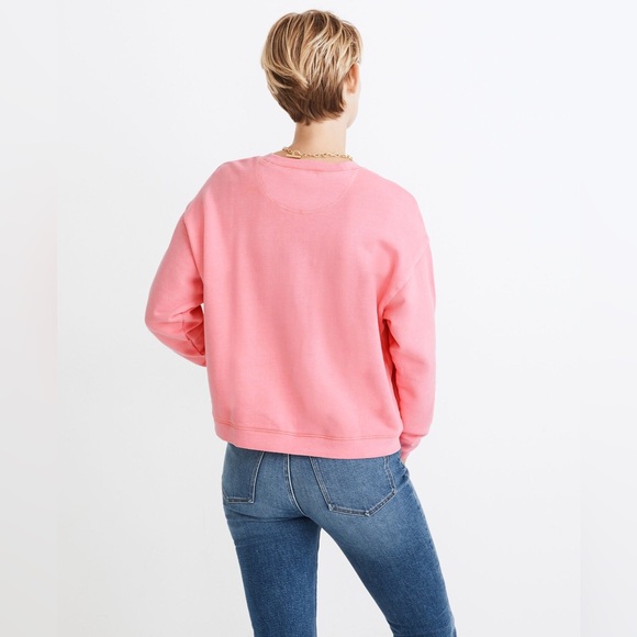 Like New Madewell Garment dyed bubblegum pink cropped sweatshirt size XS - Picture 8 of 10